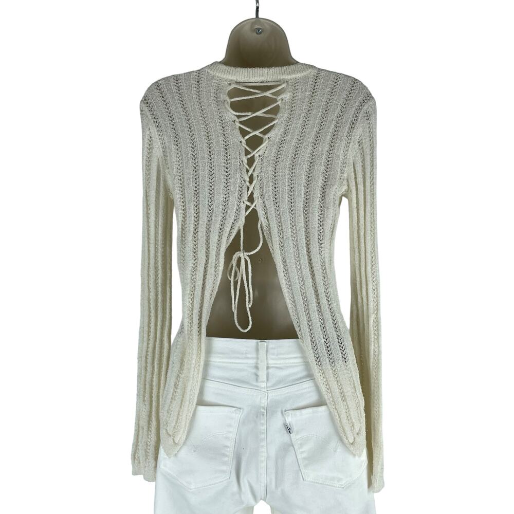 ALC Miguel Back Lace Up Pullover Sweater Cream Beige Size XS - Picture 9 of 11
